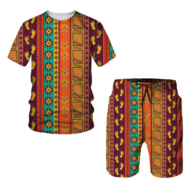 European Code Hawaii Seaside 3D Printing Men'S Casual Loose Suit Beach Short Sleeve Shorts - Image 1